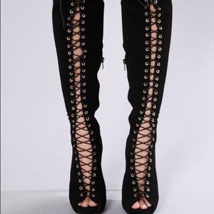 New knee high lace boots